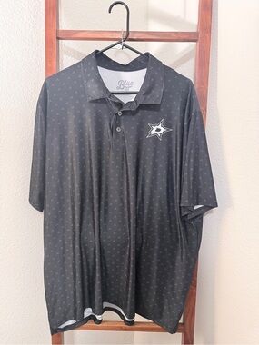 Blue 84 Black Dallas Stars Polo with Subtle Pattern